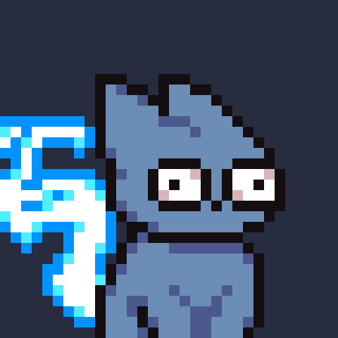 Grey Hood Cat with a glowing blue tail